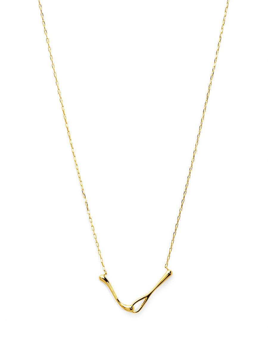 18K Gold-Plated Threaded Needles Charm Necklace