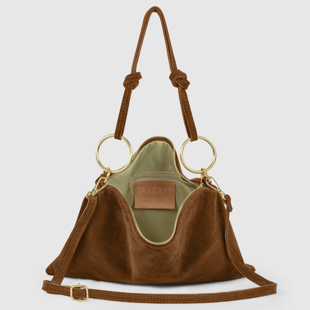 Italian Genuine Suede Shoulder Bag | Modena: Mocha Suede