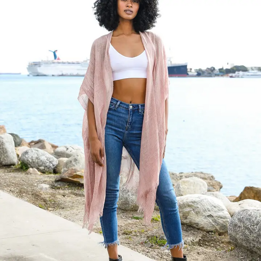 Boho Chic Sequin-Trim Kimono