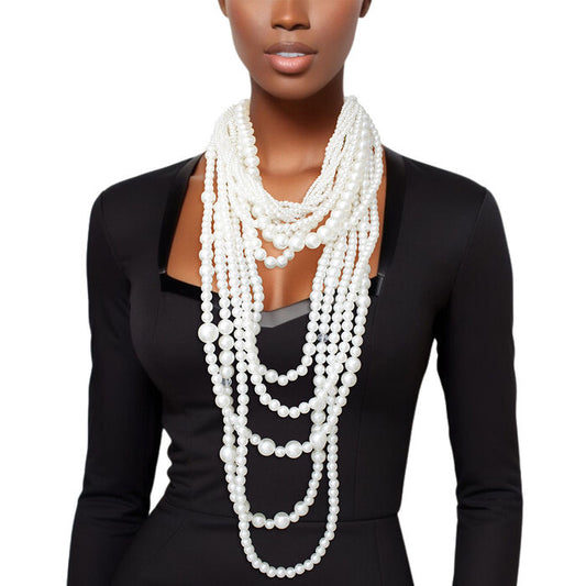 Pearl Multi-Layered Statement Necklace Set