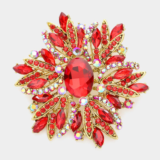 Red Floral Brooch